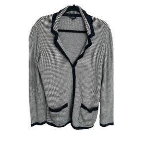 Talbots Sweater Black White Houndstooth Button Up Cardigan Angora Size 1X Petite